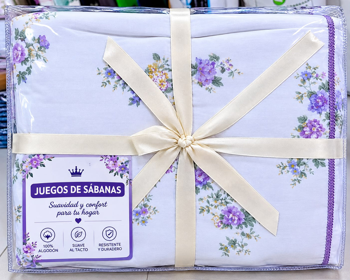 Juego de Sábanas Tela Mojada Estampadas – 4 Piezas