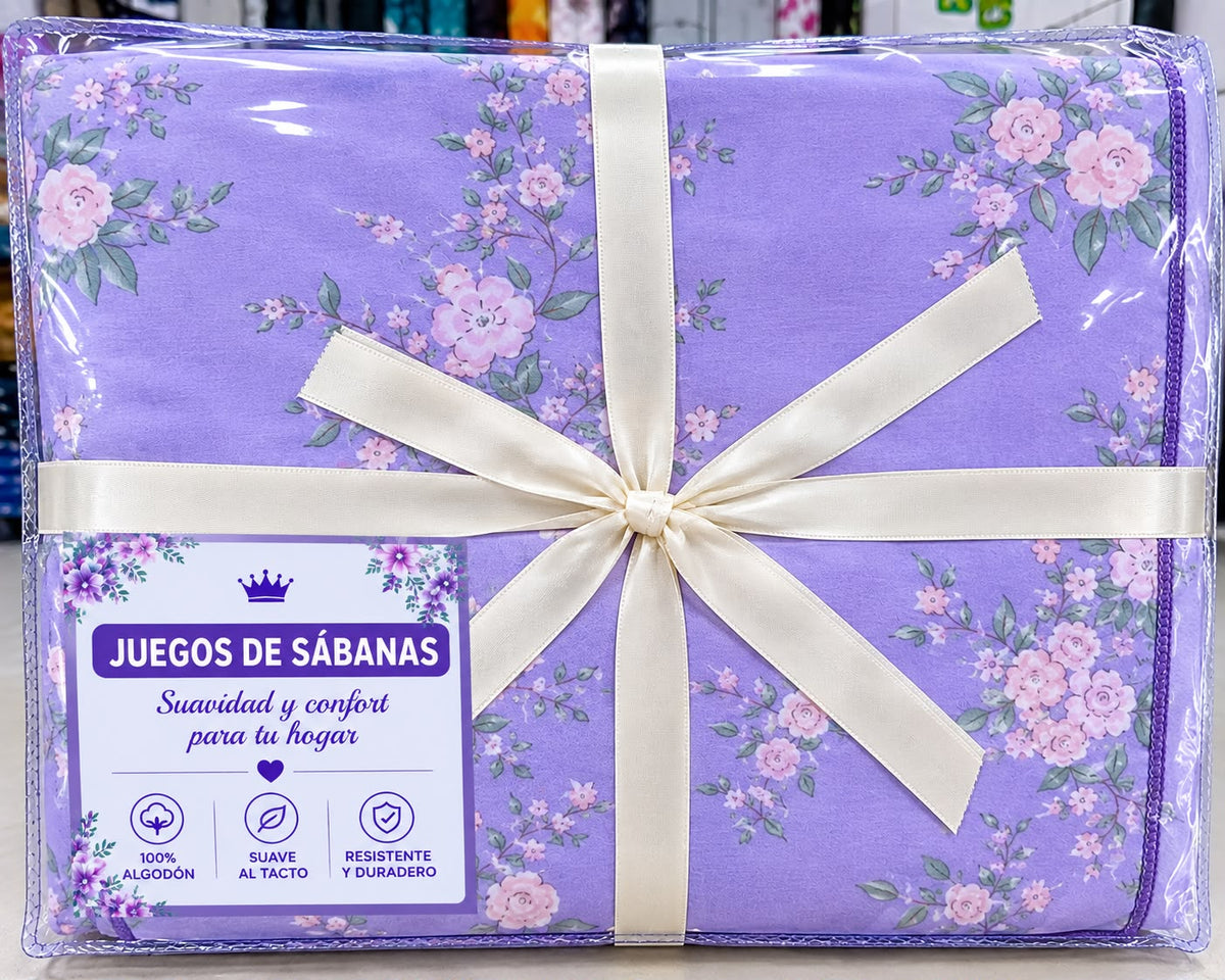 Juego de Sábanas Tela Mojada Estampadas – 4 Piezas